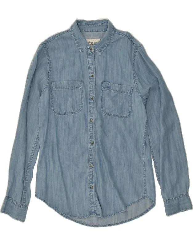 ABERCROMBIE & FITCH Womens Denim Shirt UK 10 Small Blue Lyocell Comfortable Fit Short Shirt ABERCROMBIE & FITCH Womens Denim Shirt UK 10 Small Blue Lyocell Comfortable Fit Short Shirt