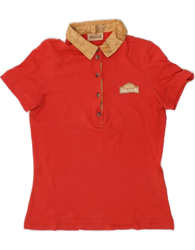 ALVIERO MARTINI Womens Polo Shirt IT 38 XS Red Fashionable Short Sleeve Shirt