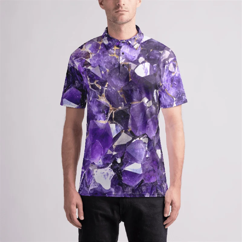 Amethyst Aura Mens Polo Shirt Soft Cotton Short Tee