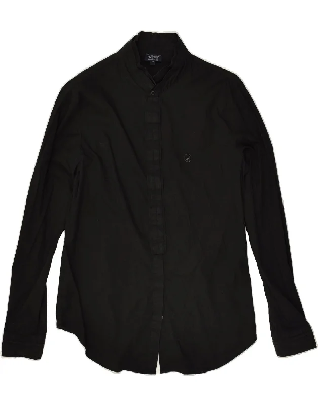 ARMANI Womens Shirt IT 44 Medium Black Cotton Cozy Cotton Short Tee