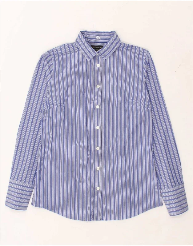 BANANA REPUBLIC Womens Shirt US 6 Medium Blue Striped Cotton Modern Casual Short Sleeve BANANA REPUBLIC Womens Shirt US 6 Medium Blue Striped Cotton Modern Casual Short Sleeve