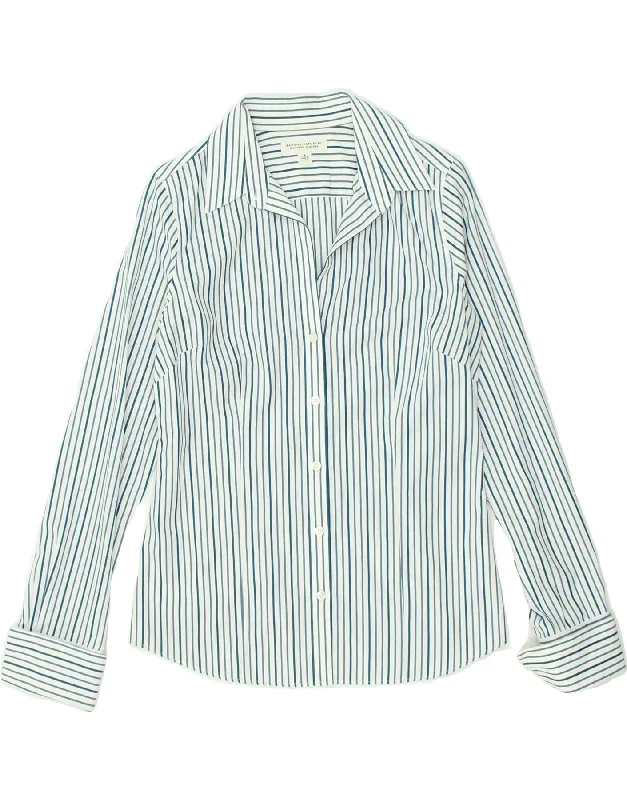 BANANA REPUBLIC Womens Shirt US 8 Medium Blue Striped Cotton Cozy Printed Short Shirt BANANA REPUBLIC Womens Shirt US 8 Medium Blue Striped Cotton Cozy Printed Short Shirt