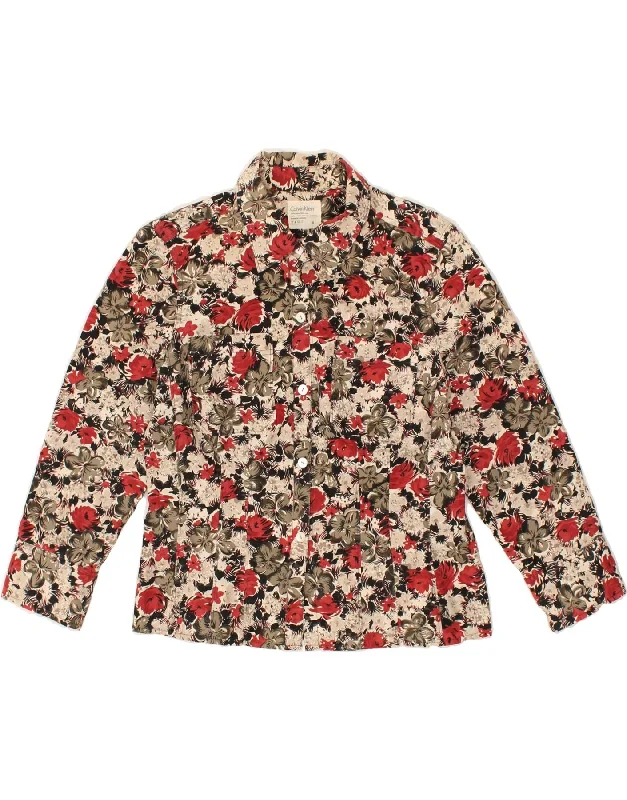 CALVIN KLEIN Womens Shirt US 8 Medium Multicoloured Floral Cotton Comfortable Ribbed Short Sleeve CALVIN KLEIN Womens Shirt US 8 Medium Multicoloured Floral Cotton Comfortable Ribbed Short Sleeve