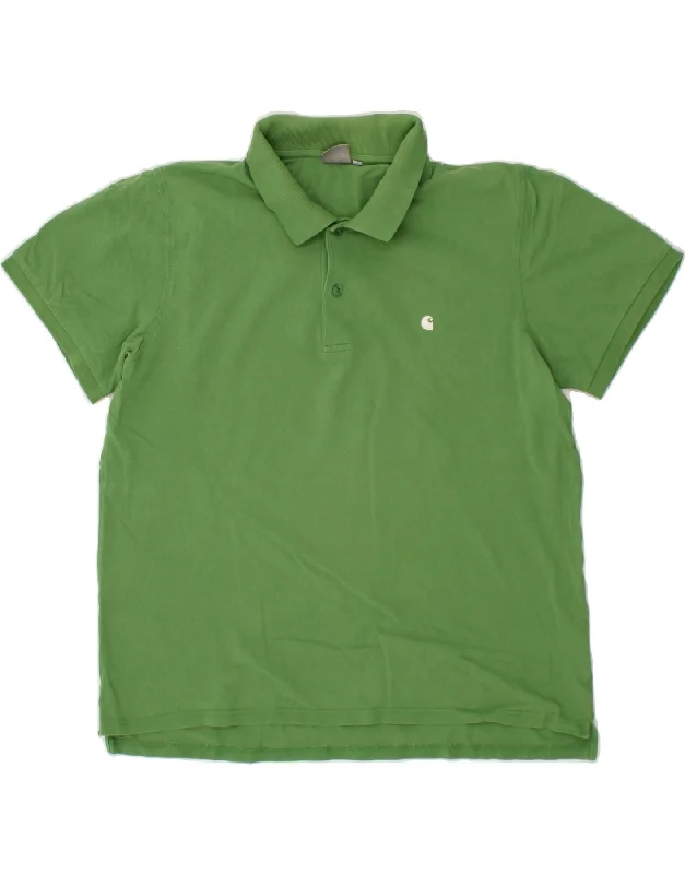CARHARTT Womens Polo Shirt UK 20 2XL Green Cotton Fashionable Draped Short Sleeve