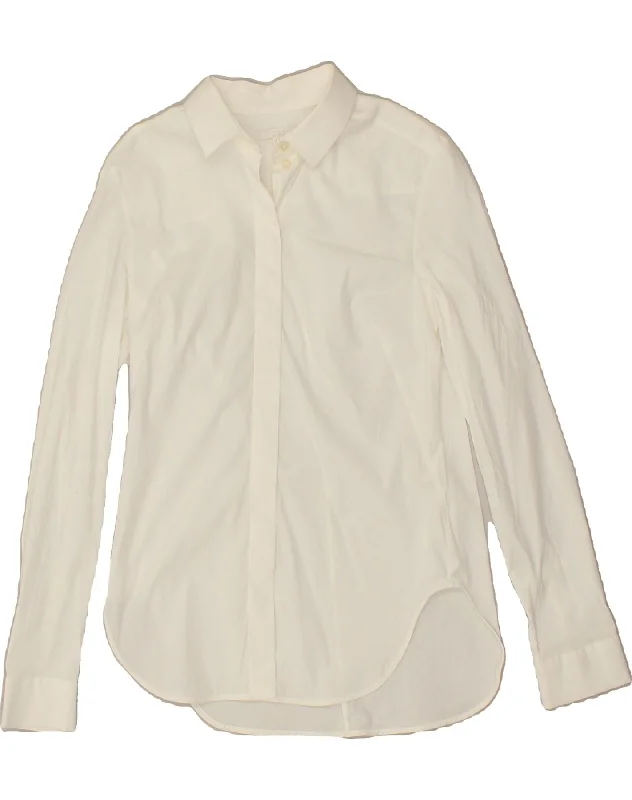 COS Womens Shirt IT 34 2XS White Cotton Relaxed Button-Down Short Shirt