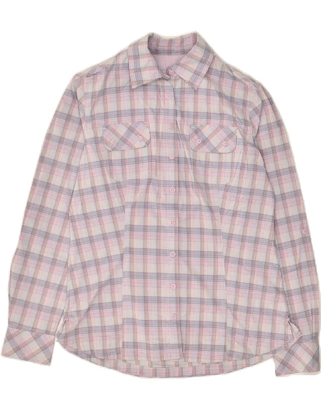 EDDIE BAUER Womens Shirt UK 14 Medium Pink Check Polyester Comfortable Loose Short Sleeve EDDIE BAUER Womens Shirt UK 14 Medium Pink Check Polyester Comfortable Loose Short Sleeve