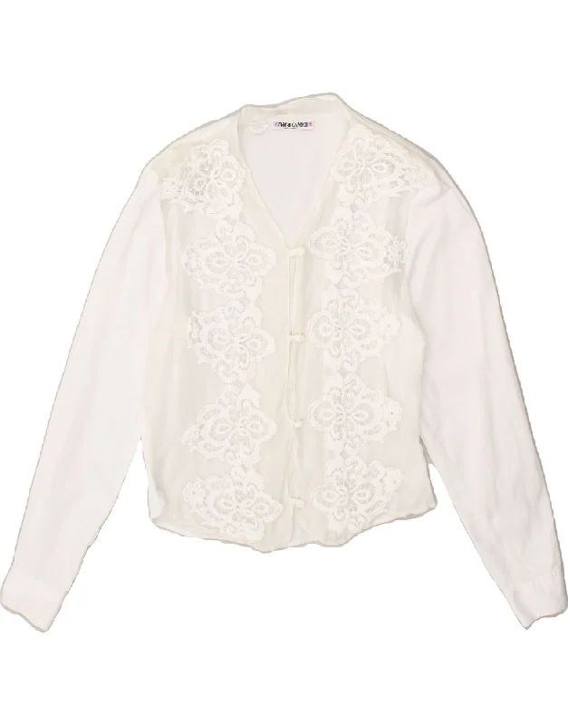 ENARA CAMICE Womens Shirt Blouse UK 12 Medium White Floral Cotton Soft Flowing Short Shirt ENARA CAMICE Womens Shirt Blouse UK 12 Medium White Floral Cotton Soft Flowing Short Shirt