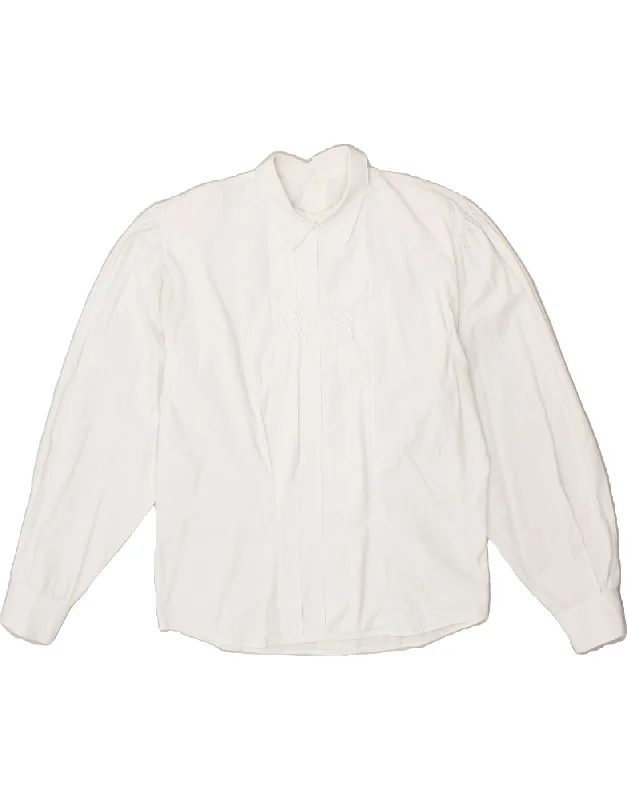 ENARA CAMICE Womens Shirt Blouse UK 18 XL White Modern Fit Short Sleeve