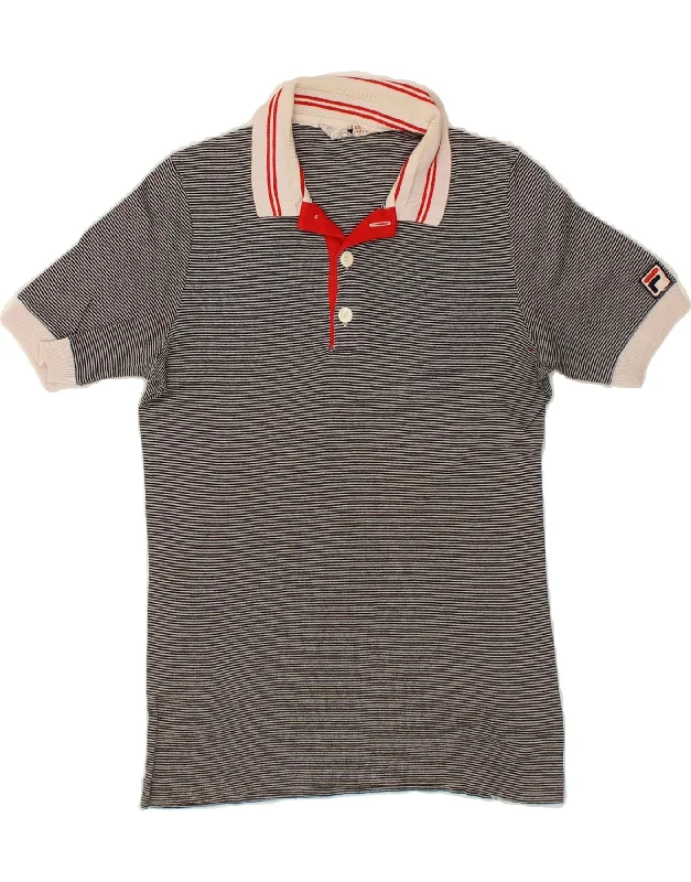 FILA Womens Polo Shirt UK 10 Small Grey Pinstripe Cotton Comfortable Pocket Short Shirt FILA Womens Polo Shirt UK 10 Small Grey Pinstripe Cotton Comfortable Pocket Short Shirt