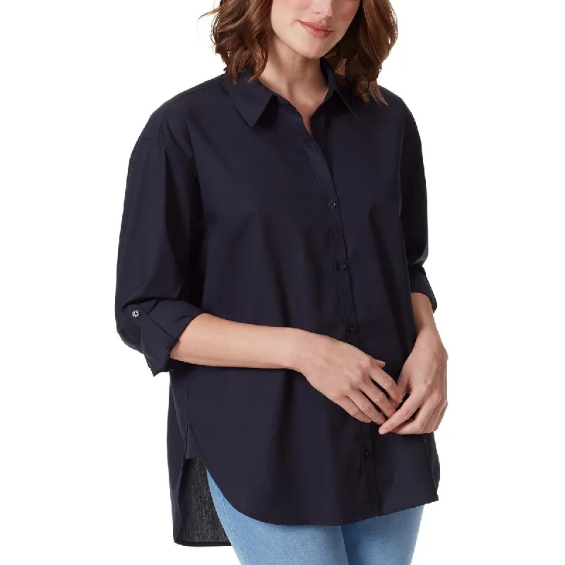 Gloria Vanderbilt Womens Amanda Shirt Adjustable Sleeves Oversized Blouse Stylish Short Sleeve Top Gloria Vanderbilt Womens Amanda Shirt Adjustable Sleeves Oversized Blouse Stylish Short Sleeve Top