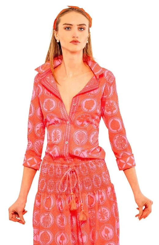 Gretchen Scott Boyfriend Shirt - Circle Of Love - Pink/Red* Fashionable Rounded Short Shirt Gretchen Scott Boyfriend Shirt - Circle Of Love - Pink/Red* Fashionable Rounded Short Shirt