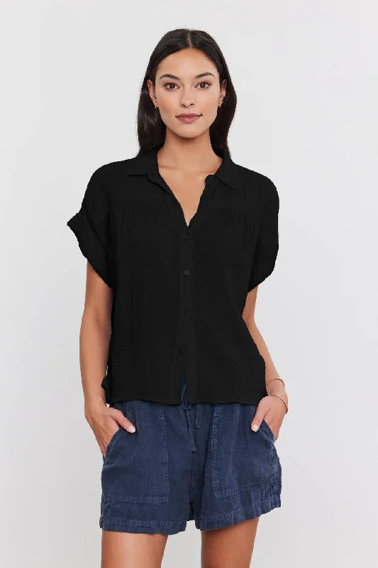 JULIETA COTTON GAUZE SHIRT Comfortable Loose Short Sleeve