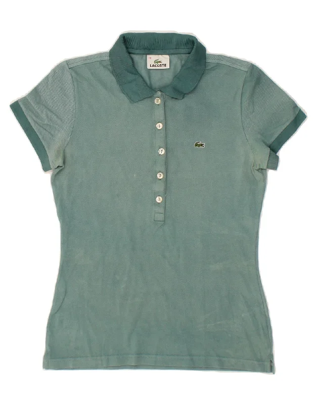 LACOSTE Womens Polo Shirt Size 38 Medium Green Classic Cropped Short Sleeve