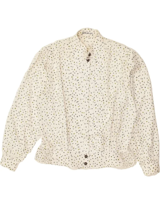 MARIO ROSELLA Womens Shirt Blouse IT 44 Medium Off White Spotted Chic Embellished Short Sleeve MARIO ROSELLA Womens Shirt Blouse IT 44 Medium Off White Spotted Chic Embellished Short Sleeve