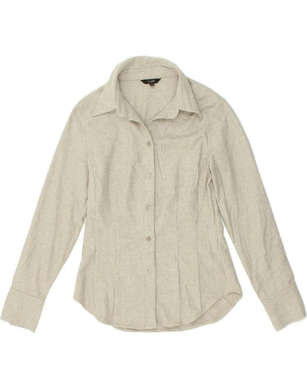 MASSIMO DUTTI Womens Shirt EU 38 Small Grey Cotton Fashionable Sheer Short Shirt
