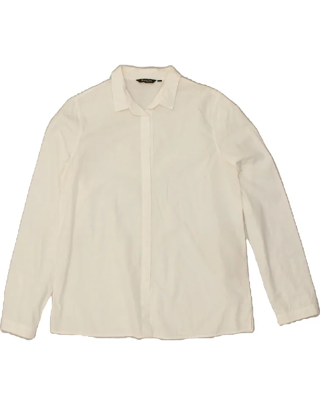 MASSIMO DUTTI Womens Shirt UK 16 Large White Cotton Relaxed Cotton Short Blouse