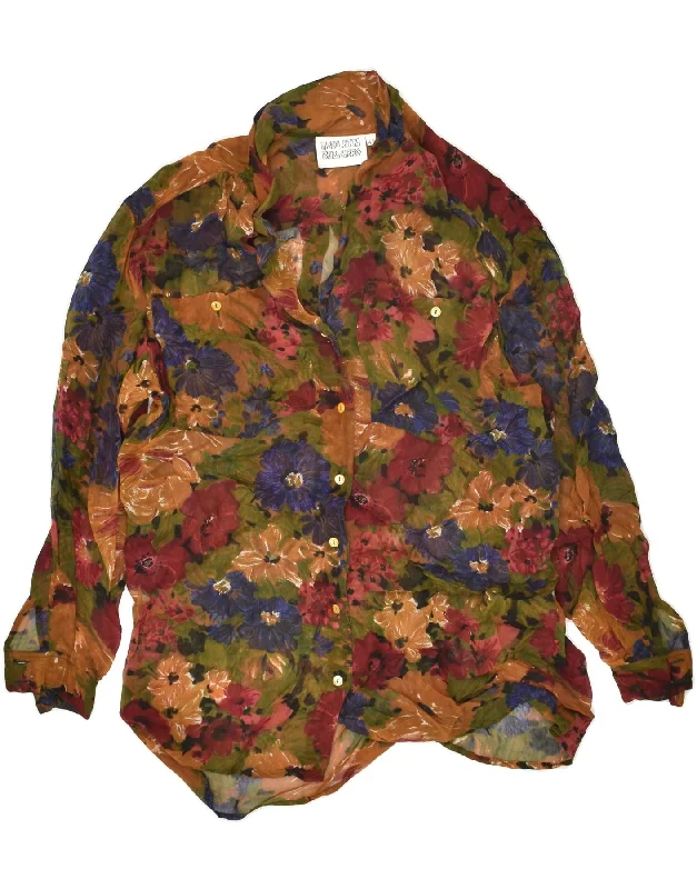 NICOLETTA RUGGIERO Womens Shirt EU 44 XL Brown Floral Viscose Trendy Button-Front Short Sleeve NICOLETTA RUGGIERO Womens Shirt EU 44 XL Brown Floral Viscose Trendy Button-Front Short Sleeve