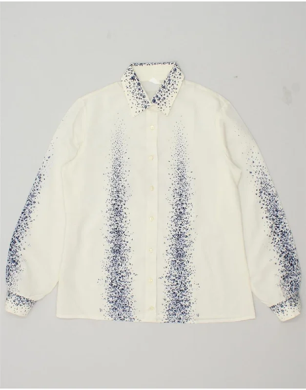 PRIMAVERA FIRENZE Womens Shirt UK 14 Large White Floral Polyester Trendy Print Short Sleeve PRIMAVERA FIRENZE Womens Shirt UK 14 Large White Floral Polyester Trendy Print Short Sleeve
