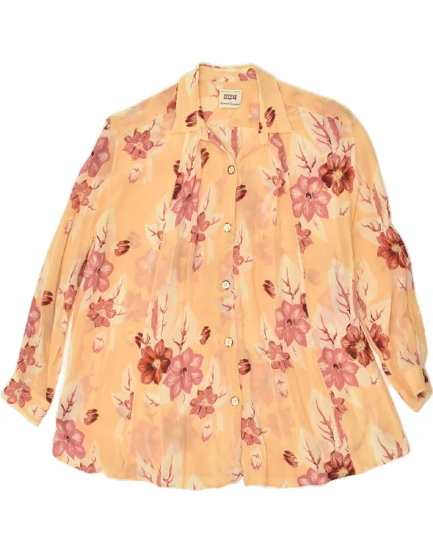 SISLEY Womens Shirt Blouse IT 44 Medium Beige Floral Comfortable Flowing Short Sleeve SISLEY Womens Shirt Blouse IT 44 Medium Beige Floral Comfortable Flowing Short Sleeve