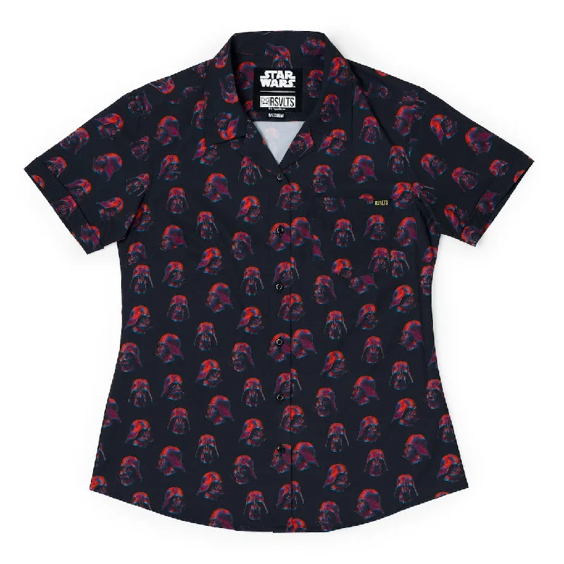 Star Wars “3D Vader” – Women's KUNUFLEX Short Sleeve Shirt Trendy Button-Front Short Sleeve Star Wars “3D Vader” – Women's KUNUFLEX Short Sleeve Shirt Trendy Button-Front Short Sleeve