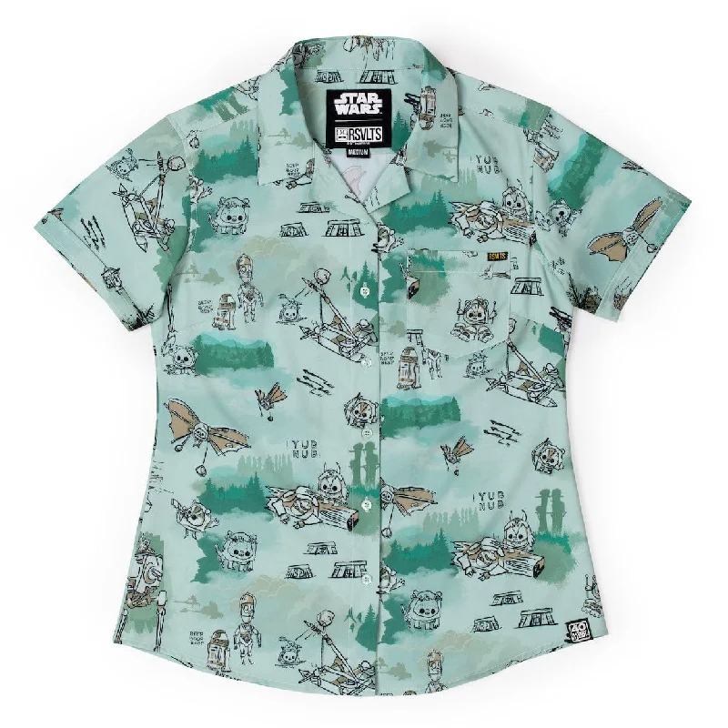 Star Wars “Ewok Warriors” – Women's KUNUFLEX Short Sleeve Shirt Fashionable Rounded Short Shirt Star Wars “Ewok Warriors” – Women's KUNUFLEX Short Sleeve Shirt Fashionable Rounded Short Shirt
