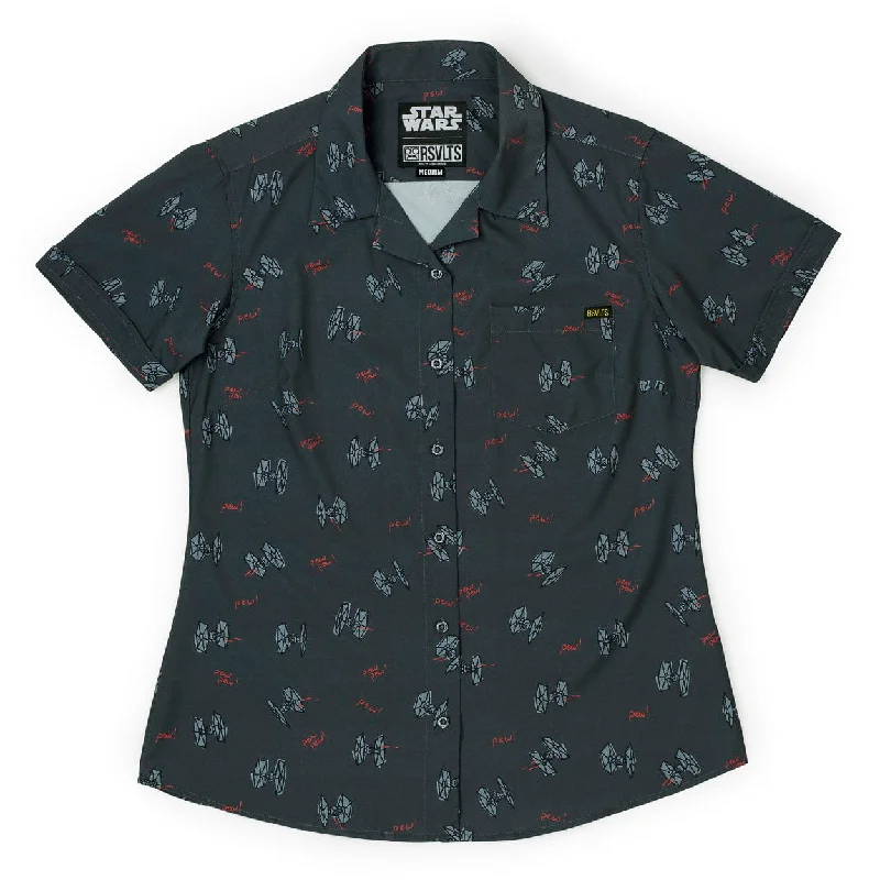 Star Wars "Pew Pew" – Women's KUNUFLEX Short Sleeve Shirt Fashionable Pleated Short Shirt Star Wars "Pew Pew" – Women's KUNUFLEX Short Sleeve Shirt Fashionable Pleated Short Shirt