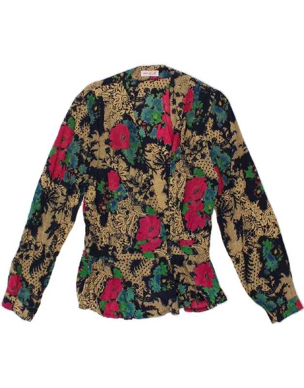 VINTAGE Womens Shirt Blouse UK 12 Medium Multicoloured Floral Fashionable Plaid Short Sleeve VINTAGE Womens Shirt Blouse UK 12 Medium Multicoloured Floral Fashionable Plaid Short Sleeve