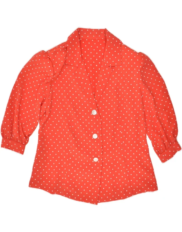 VINTAGE Womens Shirt Blouse UK 12 Medium Red Polka Dot Fashionable Plaid Short Sleeve VINTAGE Womens Shirt Blouse UK 12 Medium Red Polka Dot Fashionable Plaid Short Sleeve
