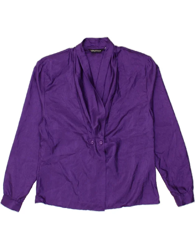 VINTAGE Womens Shirt Blouse UK 14 Medium Purple Polyester Fashionable Cuffed Short Sleeve VINTAGE Womens Shirt Blouse UK 14 Medium Purple Polyester Fashionable Cuffed Short Sleeve