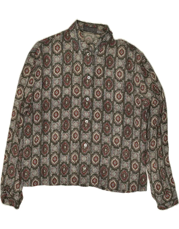 VINTAGE Womens Shirt Blouse UK 16 Large Grey Paisley Viscose Classic Basic Short Shirt VINTAGE Womens Shirt Blouse UK 16 Large Grey Paisley Viscose Classic Basic Short Shirt