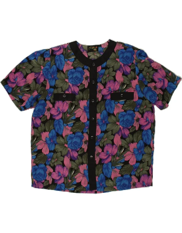 VINTAGE Womens Shirt Blouse UK 16 Large Multicoloured Floral Cozy Knit Short Sleeve Top VINTAGE Womens Shirt Blouse UK 16 Large Multicoloured Floral Cozy Knit Short Sleeve Top
