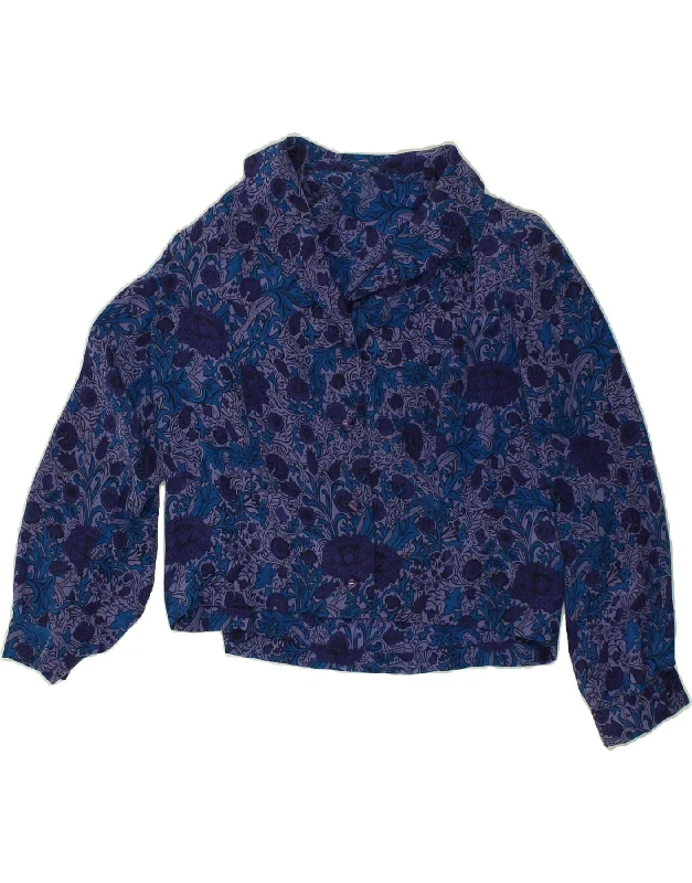 VINTAGE Womens Shirt Blouse UK 16 Large Navy Blue Floral Fashionable Plaid Short Sleeve VINTAGE Womens Shirt Blouse UK 16 Large Navy Blue Floral Fashionable Plaid Short Sleeve