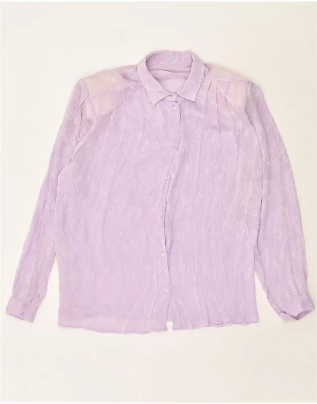 VINTAGE Womens Shirt Blouse UK 16 Large Purple Floral Viscose Relaxed Button-Down Short Shirt VINTAGE Womens Shirt Blouse UK 16 Large Purple Floral Viscose Relaxed Button-Down Short Shirt