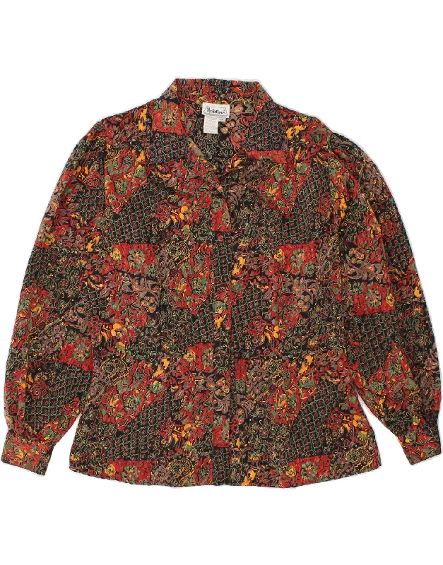 VINTAGE Womens Shirt UK 12 Medium Multicoloured Floral Polyester Trendy Short Sleeve Blouse VINTAGE Womens Shirt UK 12 Medium Multicoloured Floral Polyester Trendy Short Sleeve Blouse