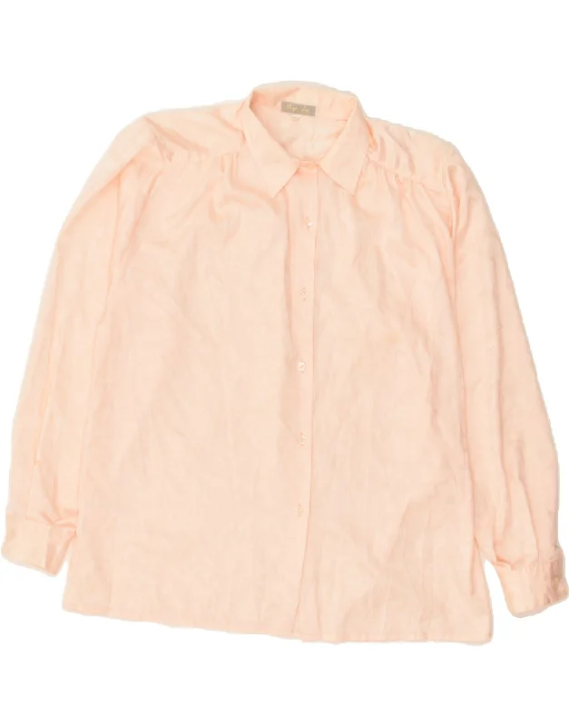 VINTAGE Womens Shirt UK 16 Large Pink Viscose Casual Button-Up Short Tee