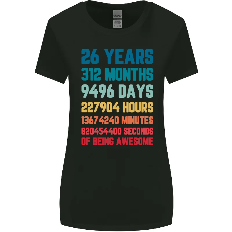 26th Birthday 26 Year Old Womens Wider Cut T-Shirt Print Jacquard Patchwork
