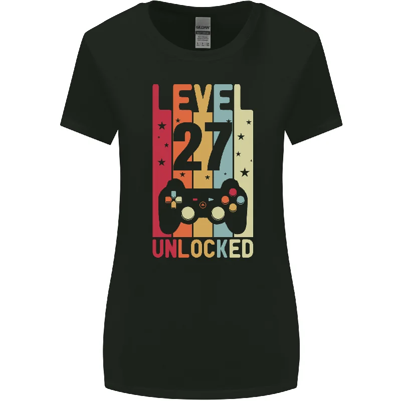 27th Birthday 27 Year Old Level Up Gaming Womens Wider Cut T-Shirt Real Fur Shearling Chenille 27th Birthday 27 Year Old Level Up Gaming Womens Wider Cut T-Shirt Real Fur Shearling Chenille