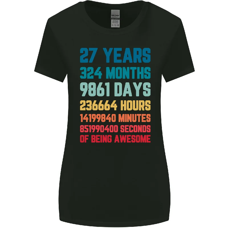 27th Birthday 27 Year Old Womens Wider Cut T-Shirt Jersey Fabric Tulle Fabric Batik Fabric 27th Birthday 27 Year Old Womens Wider Cut T-Shirt Jersey Fabric Tulle Fabric Batik Fabric