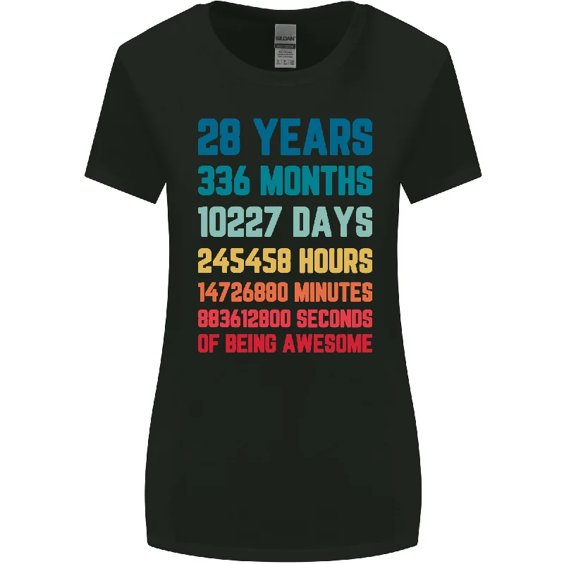 28th Birthday 28 Year Old Womens Wider Cut T-Shirt Notch Collar Peter Pan Collar Cowl Neck