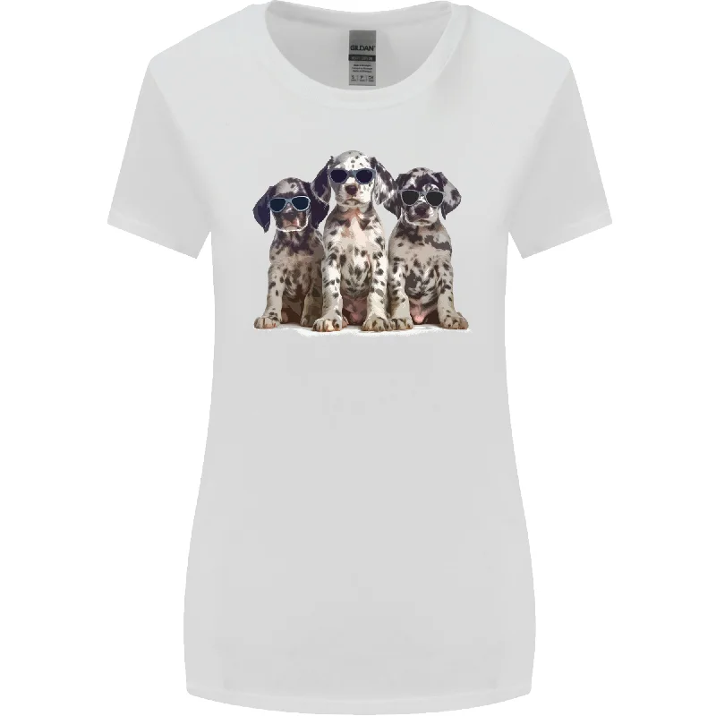 3 Cool Dalmatian Puppy's Dogs Womens Wider Cut T-Shirt Denim Fabric Leather Fabric Suede Fabric 3 Cool Dalmatian Puppy's Dogs Womens Wider Cut T-Shirt Denim Fabric Leather Fabric Suede Fabric