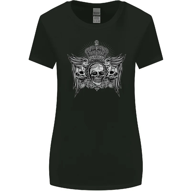 3 Skull Crown Womens Wider Cut T-Shirt Oversized T-Shirt Spandex breathable