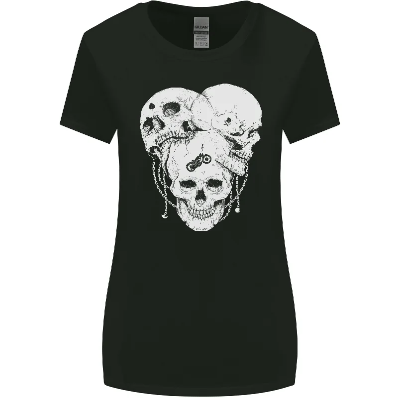 3 Skulls Gothic Heavy Metal Biker Demon Womens Wider Cut T-Shirt Elegant Classic Vintage 3 Skulls Gothic Heavy Metal Biker Demon Womens Wider Cut T-Shirt Elegant Classic Vintage