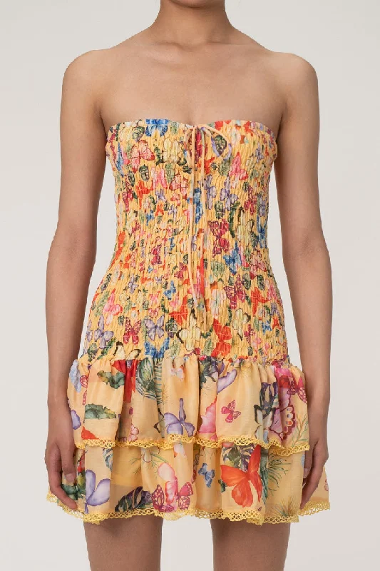 Boho Butterfly Print Bow Tie Strapless Smocked Scallop Tiered Ruffle Mini Dress Stylish Spaghetti Strap Mini Dress Boho Butterfly Print Bow Tie Strapless Smocked Scallop Tiered Ruffle Mini Dress Stylish Spaghetti Strap Mini Dress