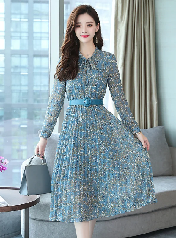 Chiffon Floral Midi Dress Plus Size Maxi Boho Dresses Trendy A-Line Midi Dress