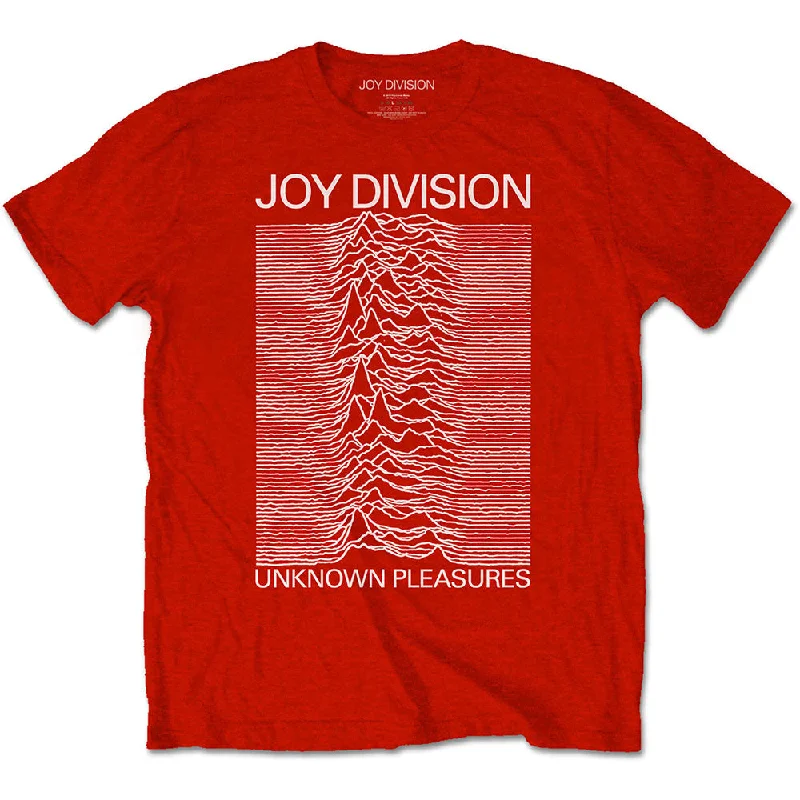 Joy Division | Official Band T-Shirt | Unknown Pleasures White On Red Fitted T-Shirt Seamless Stretchy Joy Division | Official Band T-Shirt | Unknown Pleasures White On Red Fitted T-Shirt Seamless Stretchy