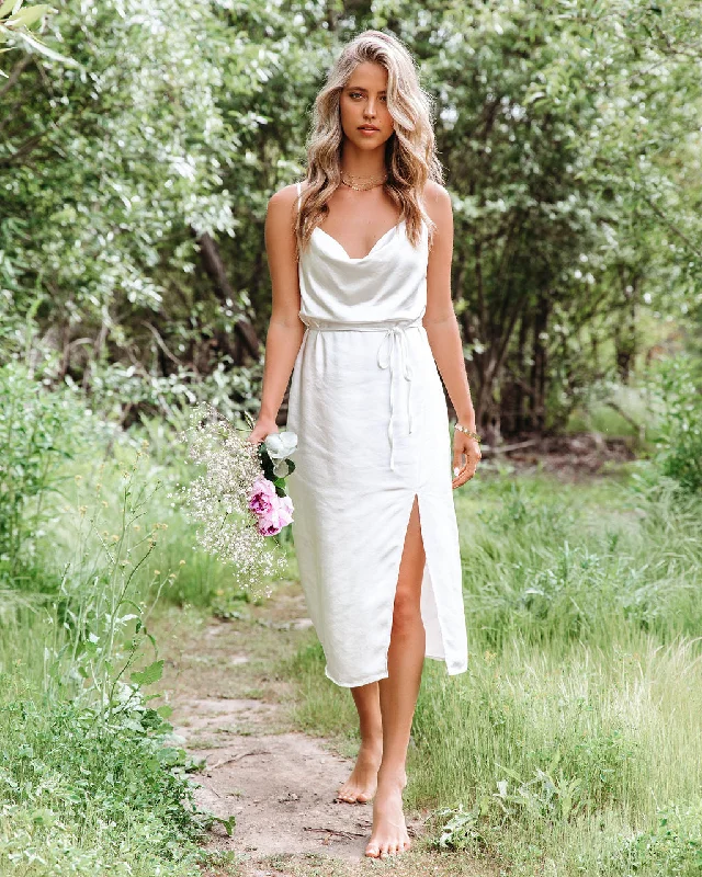 Delicate Heart Satin Slip Midi Dress Stylish Striped Midi Dress