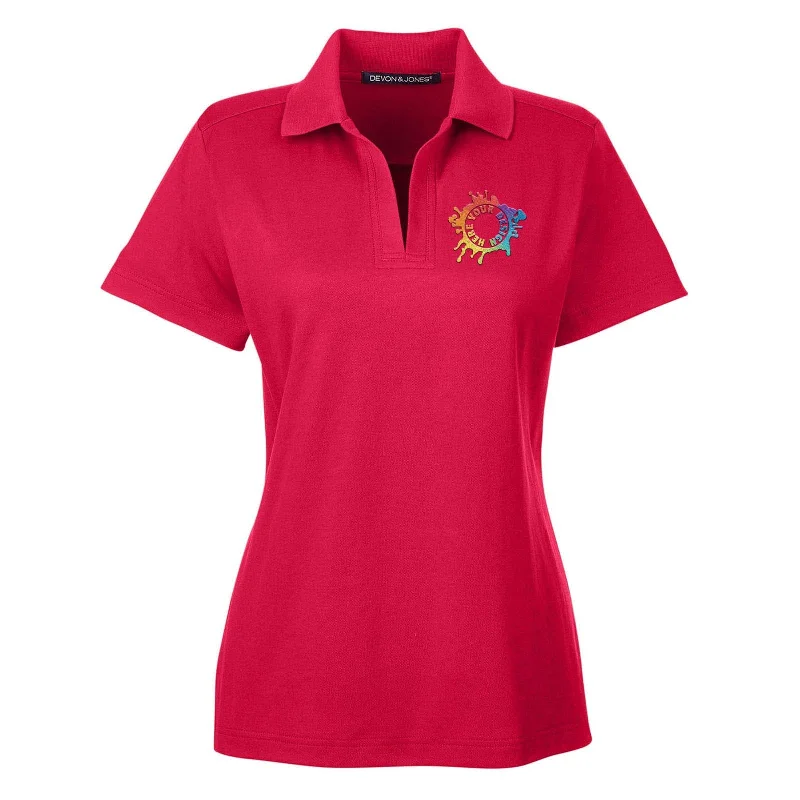 Devon & Jones CrownLux Performance Polyester/Cotton Blend Women's Plaited Polo T-Shirt Embroidery Handmade Hand-knitted Hand-woven Devon & Jones CrownLux Performance Polyester/Cotton Blend Women's Plaited Polo T-Shirt Embroidery Handmade Hand-knitted Hand-woven