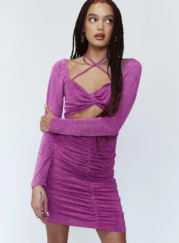 Dillon Mini Dress Purple Trendy A-Line Mini Dress