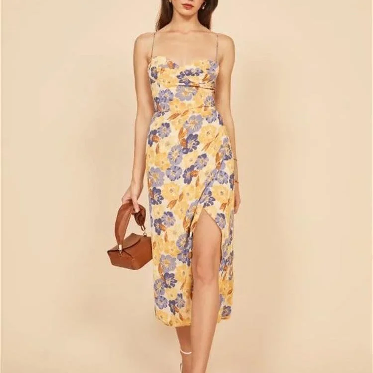Fauve Floral Satin Cowl Neck Midi Dress - Yellow Trendy Off-Shoulder Ruffle Midi Dress Fauve Floral Satin Cowl Neck Midi Dress - Yellow Trendy Off-Shoulder Ruffle Midi Dress