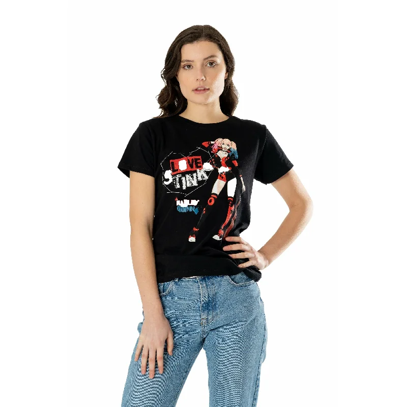 Harley Quinn Black Love Stinks T-Shirt DC Adult Rayon Fabric Velvet Fabric Corduroy Fabric Harley Quinn Black Love Stinks T-Shirt DC Adult Rayon Fabric Velvet Fabric Corduroy Fabric